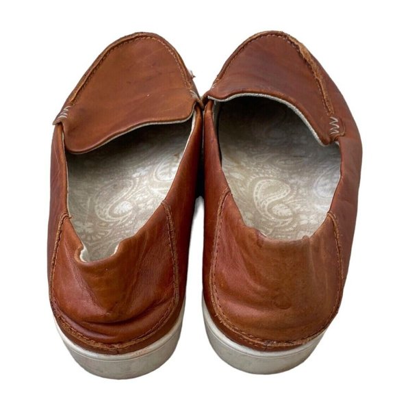 Olukai Kiele Sz 8 Loafers Shoes Flats Leather Brown Tan Slip On Comfort Chic! - Picture 5 of 7
